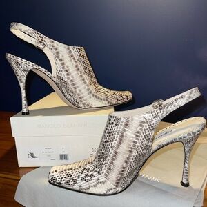 MANOLO BLAHNIK - Slingback snakeskin 4.1 inch Stiletto Mules, Size 11.5